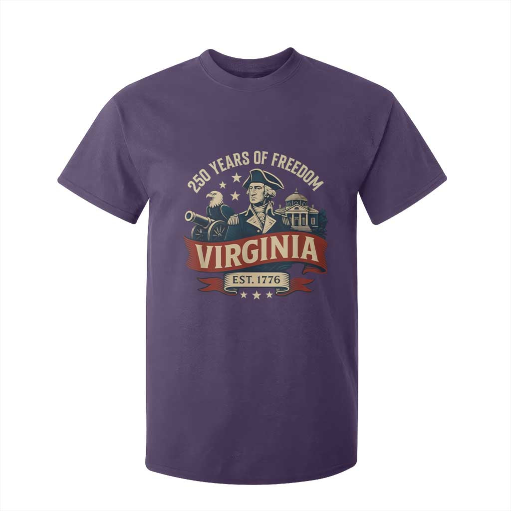 Virginia 250 Years of Freedom T Shirt For Kid George Washington Patriotic State Pride Est. 1776 TS02 Purple Print Your Wear