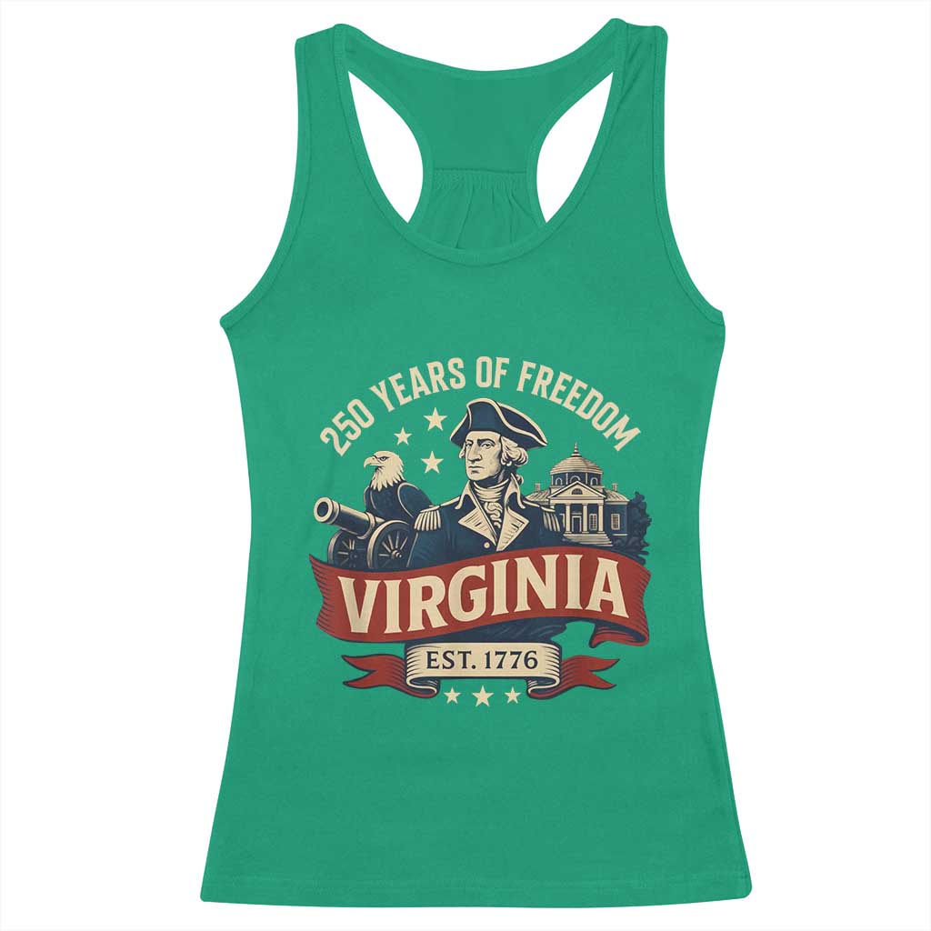 Virginia 250 Years of Freedom Racerback Tank Top George Washington Patriotic State Pride Est. 1776 TS02 Irish Green Print Your Wear