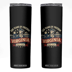 Virginia 250 Years of Freedom Skinny Tumbler George Washington Patriotic State Pride Est. 1776 TS02 Black Print Your Wear