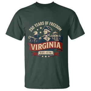 Virginia 250 Years of Freedom T Shirt George Washington Patriotic State Pride Est. 1776 TS02 Dark Forest Green Print Your Wear
