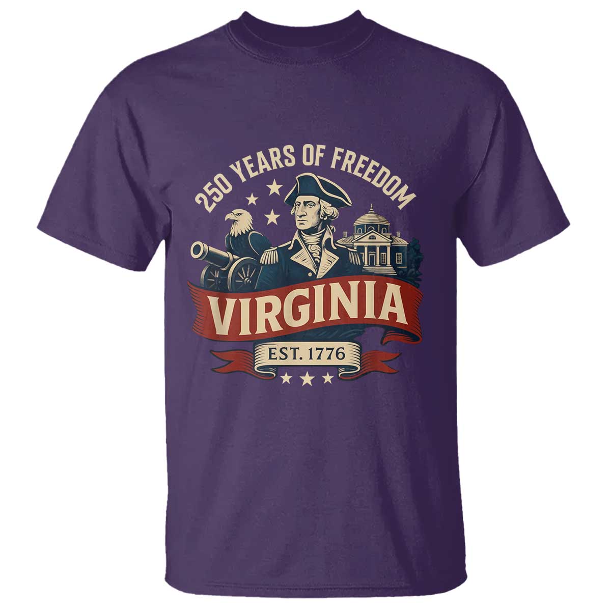 Virginia 250 Years of Freedom T Shirt George Washington Patriotic State Pride Est. 1776 TS02 Purple Print Your Wear