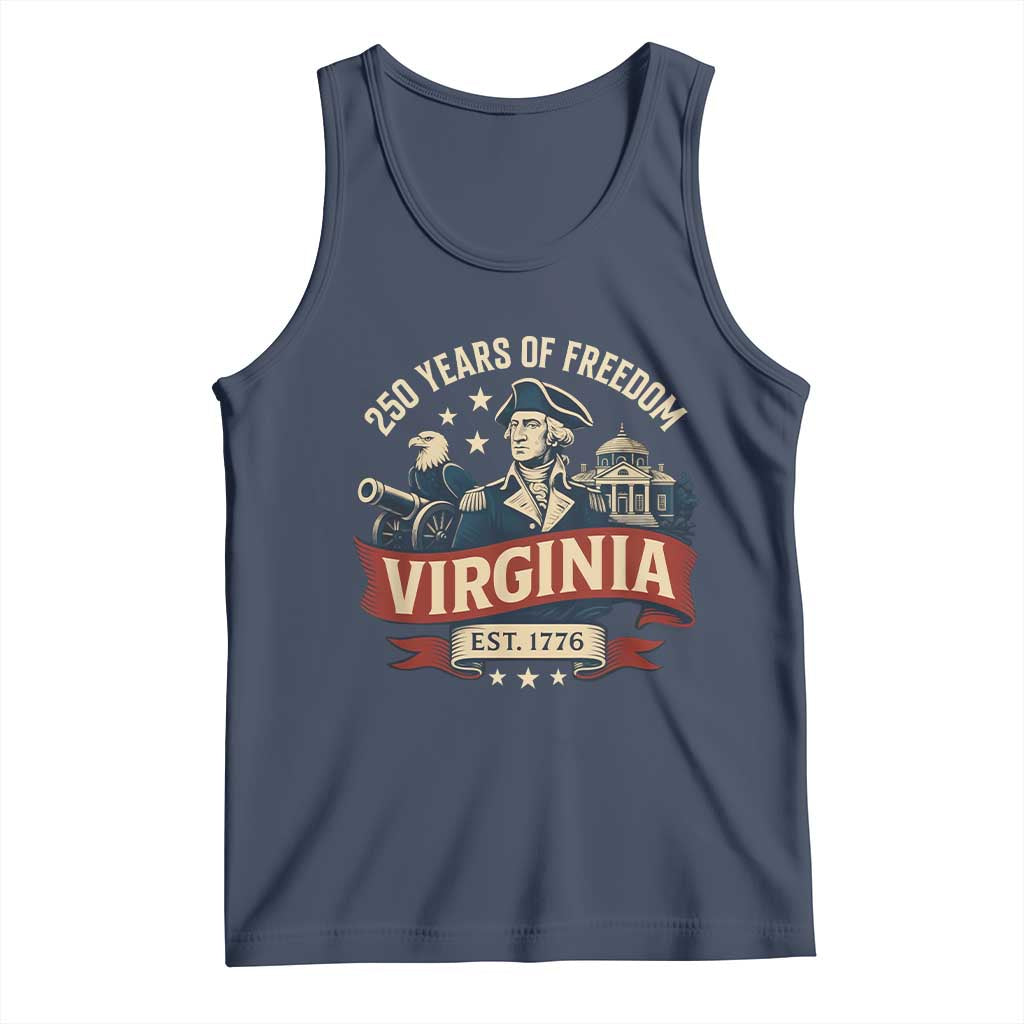 Virginia 250 Years of Freedom Tank Top George Washington Patriotic State Pride Est. 1776 TS02 Navy Print Your Wear