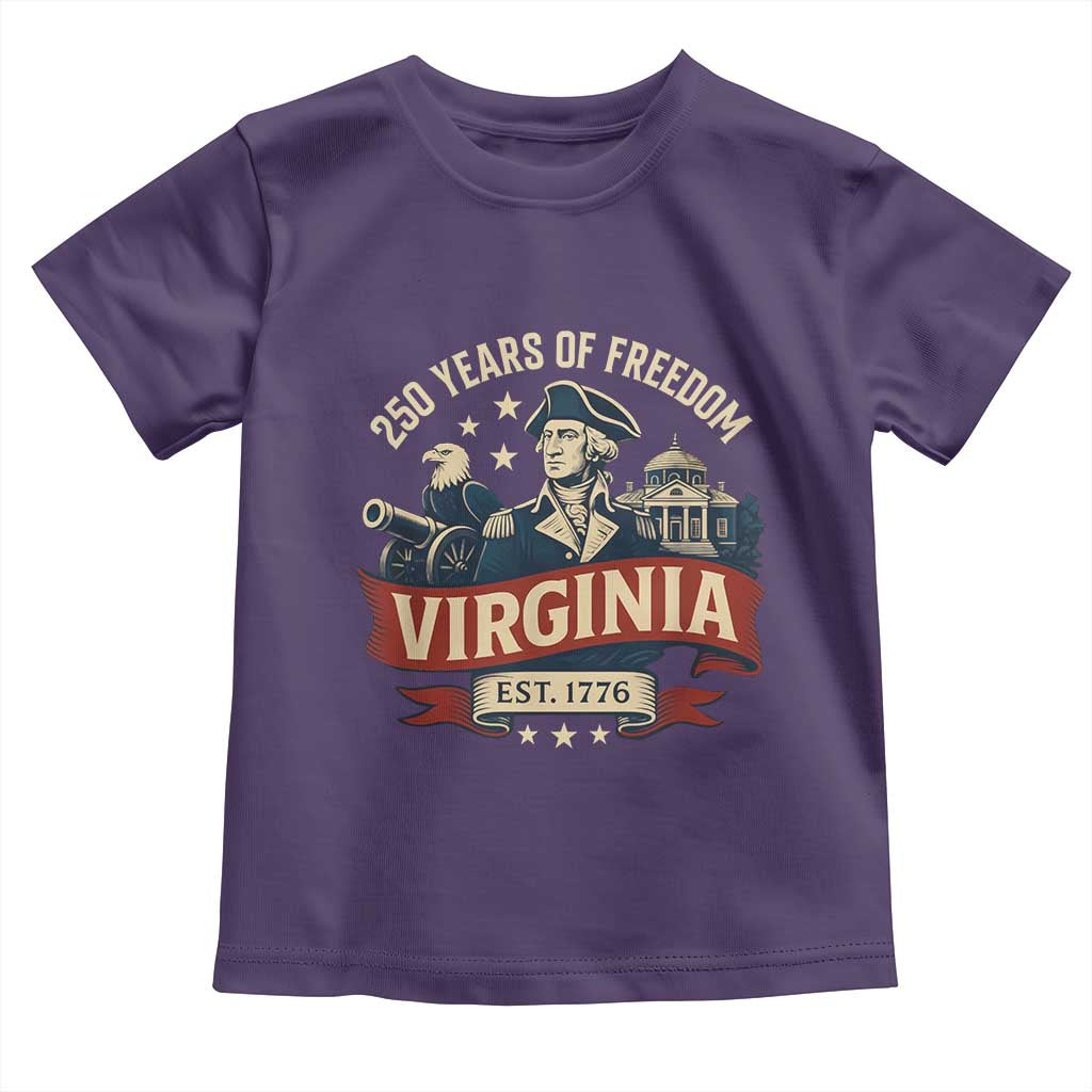 Virginia 250 Years of Freedom Toddler T Shirt George Washington Patriotic State Pride Est. 1776 TS02 Purple Print Your Wear