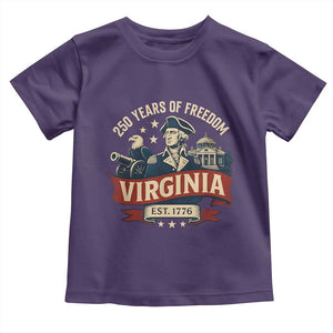 Virginia 250 Years of Freedom Toddler T Shirt George Washington Patriotic State Pride Est. 1776 TS02 Purple Print Your Wear