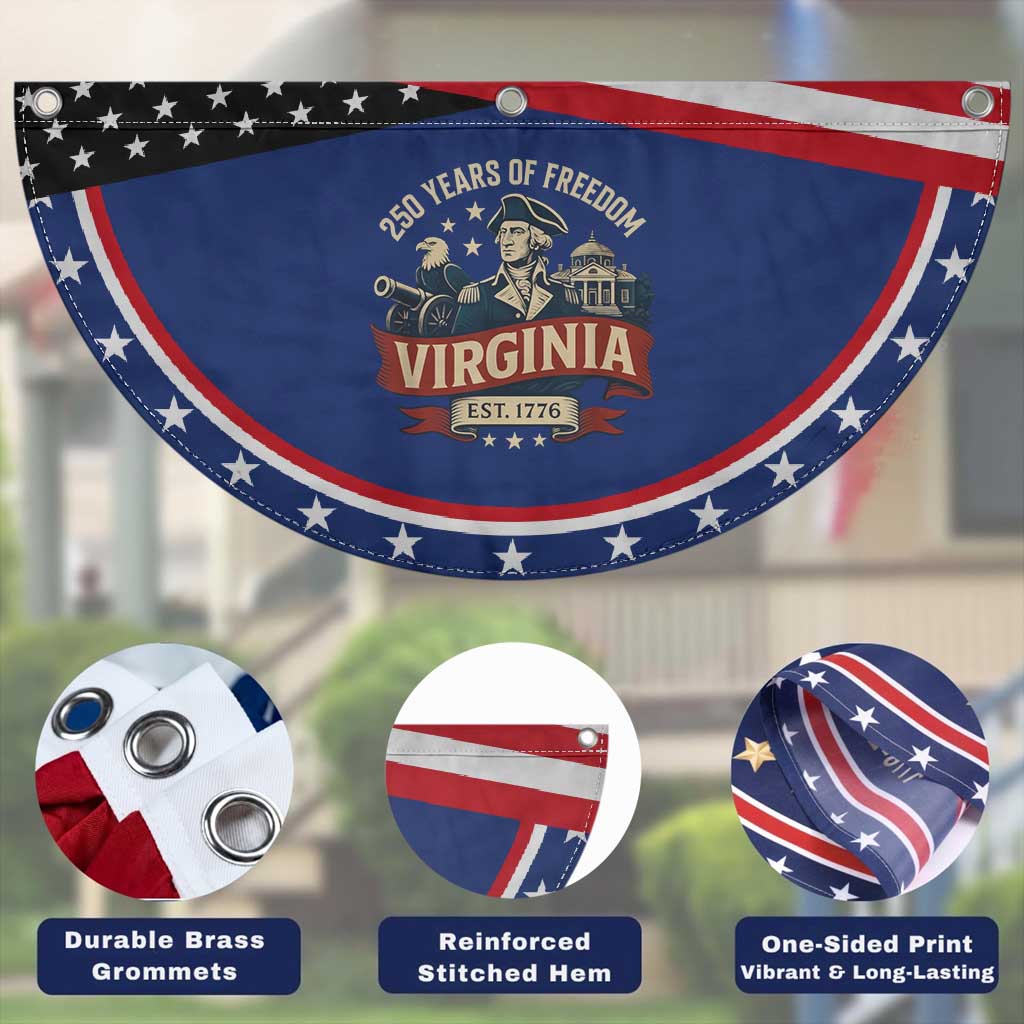 Virginia 250 Years of Freedom Patriotic Fan Flag George Washington State Pride Est. 1776