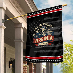 Virginia 250 Years of Freedom Garden Flag George Washington Patriotic State Pride Est. 1776 TS02 Distressed Black Red Print Your Wear