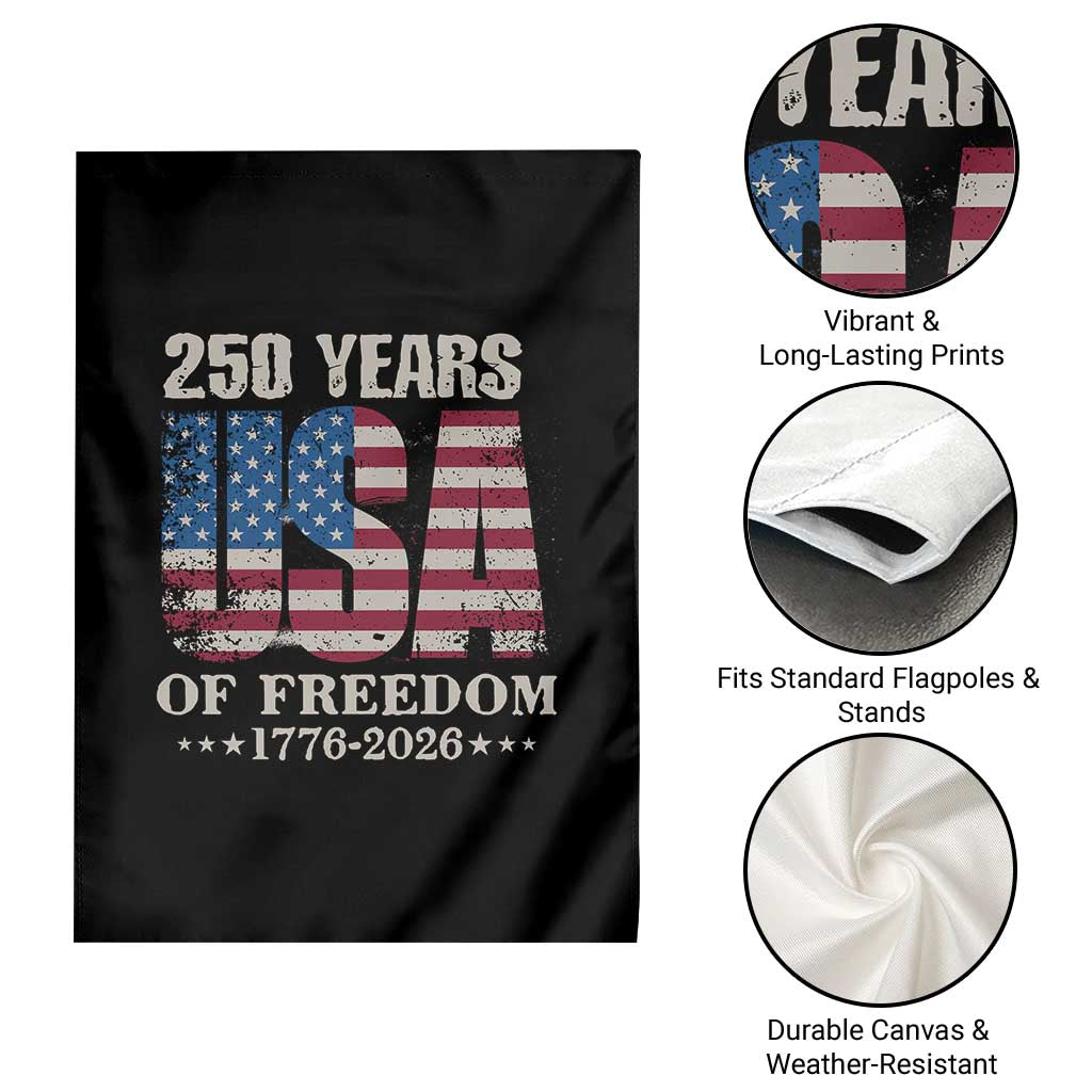 USA Flag 250 Years of Freedom Garden Flag Vintage Patriotic 1776 to 2026 Semiquincentennial TS02 Print Your Wear