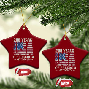 USA Flag 250 Years of Freedom Ceramic Ornament Vintage Patriotic 1776 to 2026 Semiquincentennial TS02 Print Your Wear