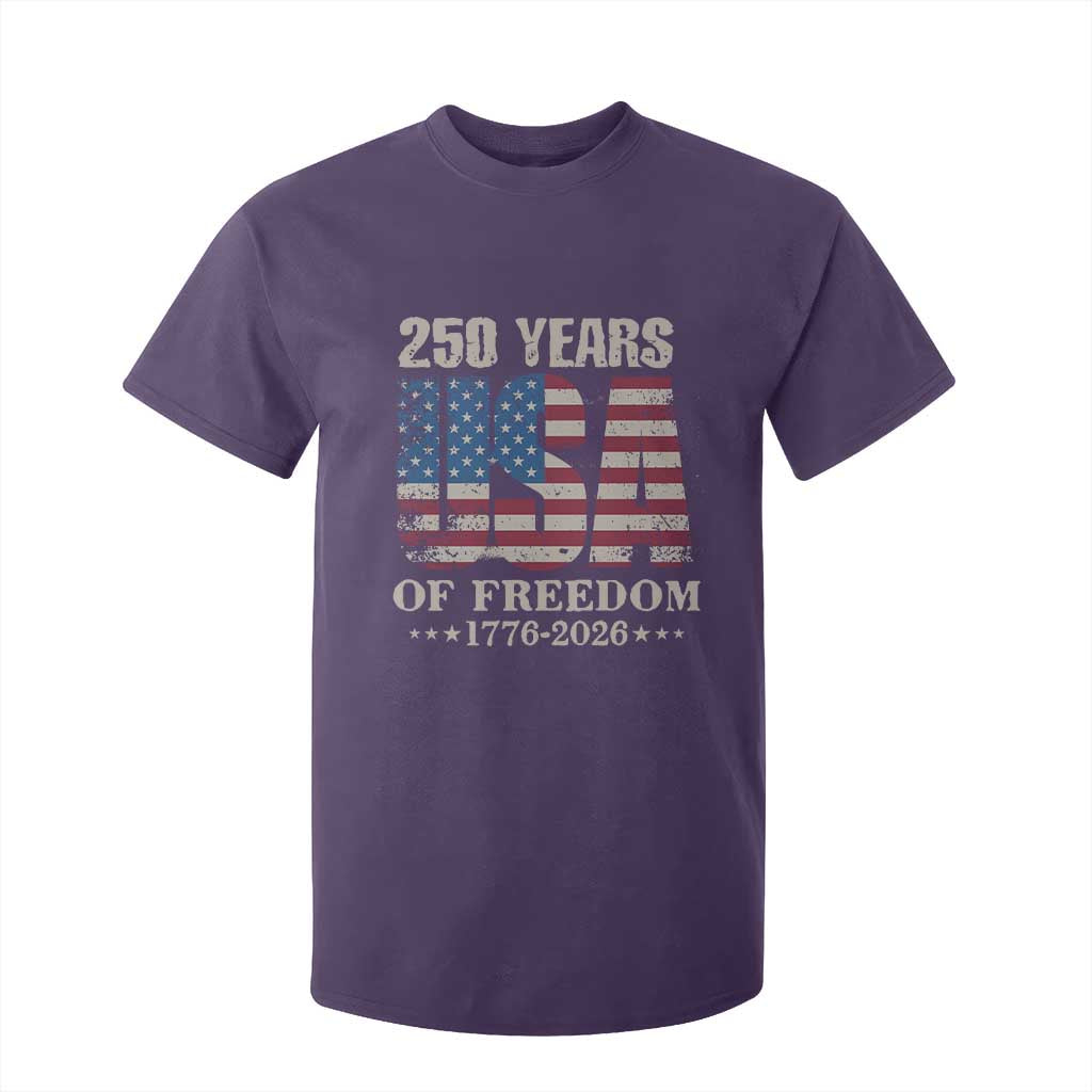 USA Flag 250 Years of Freedom T Shirt For Kid Vintage Patriotic 1776 to 2026 Semiquincentennial TS02 Purple Print Your Wear
