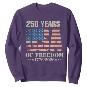 USA Flag 250 Years of Freedom Sweatshirt Vintage Patriotic 1776 to 2026 Semiquincentennial TS02 Purple Print Your Wear
