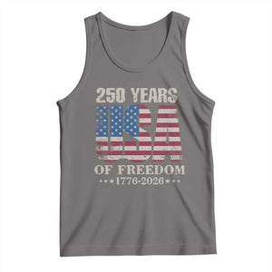 USA Flag 250 Years of Freedom Tank Top Vintage Patriotic 1776 to 2026 Semiquincentennial TS02 Deep Heather Print Your Wear