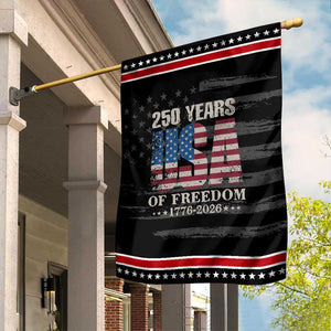 USA Flag 250 Years of Freedom Garden Flag Vintage Patriotic 1776 to 2026 Semiquincentennial TS02 Distressed Black Red Print Your Wear