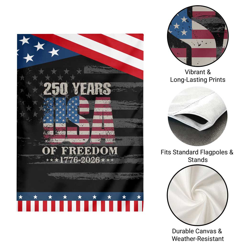 USA Flag 250 Years of Freedom Garden Flag Vintage Patriotic 1776 to 2026 Semiquincentennial TS02 Print Your Wear