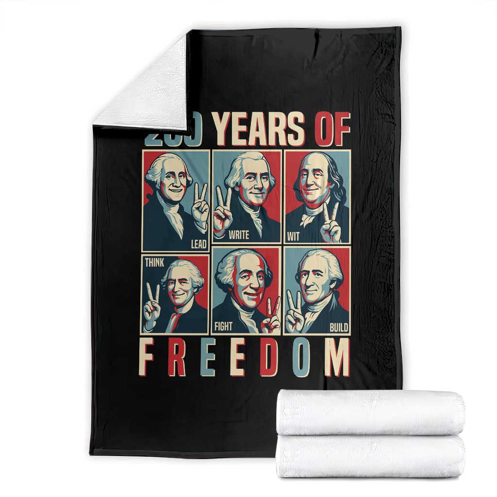 Founding Fathers 250 Years of Freedom Throw Blanket Patriotic Pop Art Style Semiquincentennial 2026 TS02 Black Print Your Wear