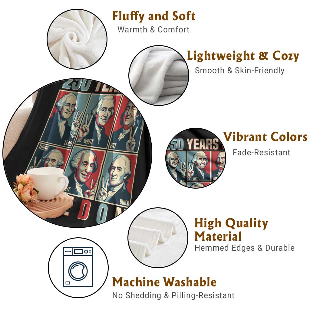 Founding Fathers 250 Years of Freedom Throw Blanket Patriotic Pop Art Style Semiquincentennial 2026 TS02 Print Your Wear