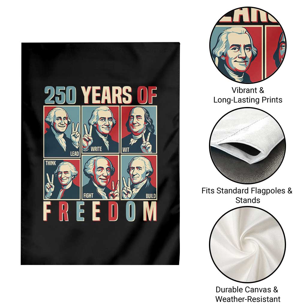 Founding Fathers 250 Years of Freedom Garden Flag Patriotic Pop Art Style Semiquincentennial 2026 TS02 Print Your Wear