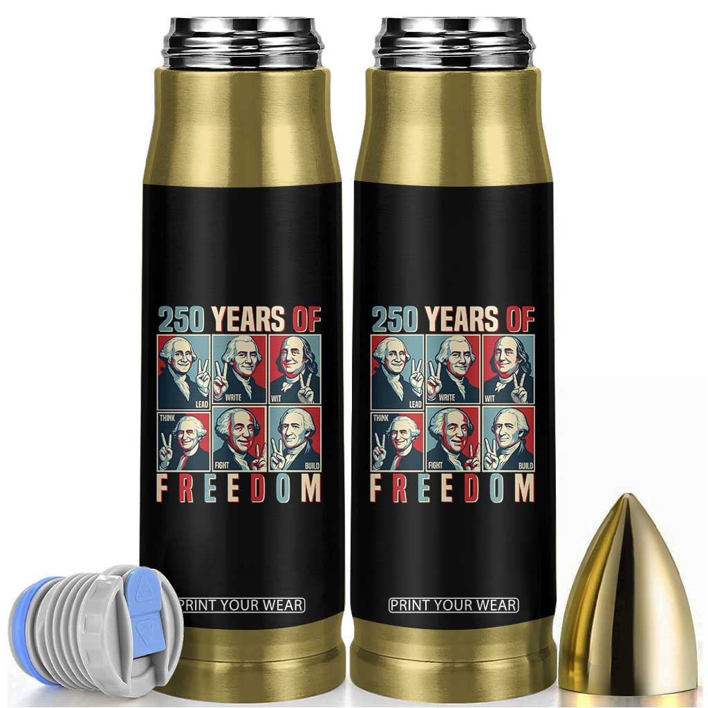 Founding Fathers 250 Years of Freedom Bullet Tumbler Patriotic Pop Art Style Semiquincentennial 2026 TS02 Black Print Your Wear