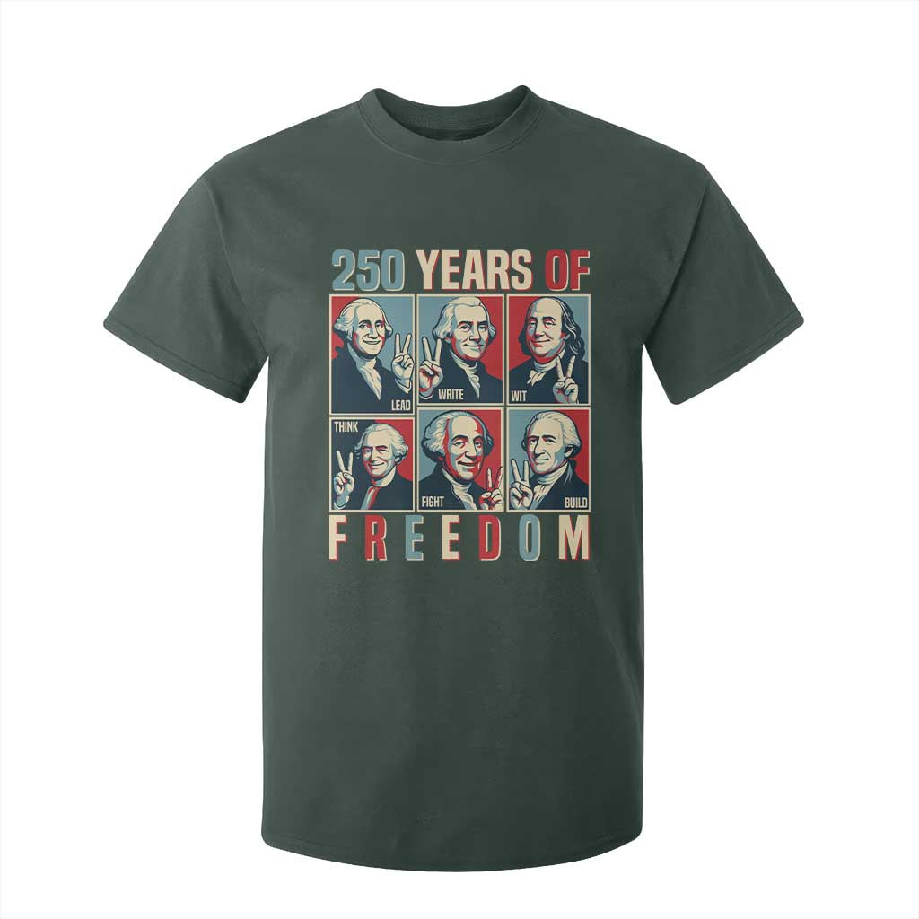 Founding Fathers 250 Years of Freedom T Shirt For Kid Patriotic Pop Art Style Semiquincentennial 2026 TS02 Dark Forest Green Print Your Wear