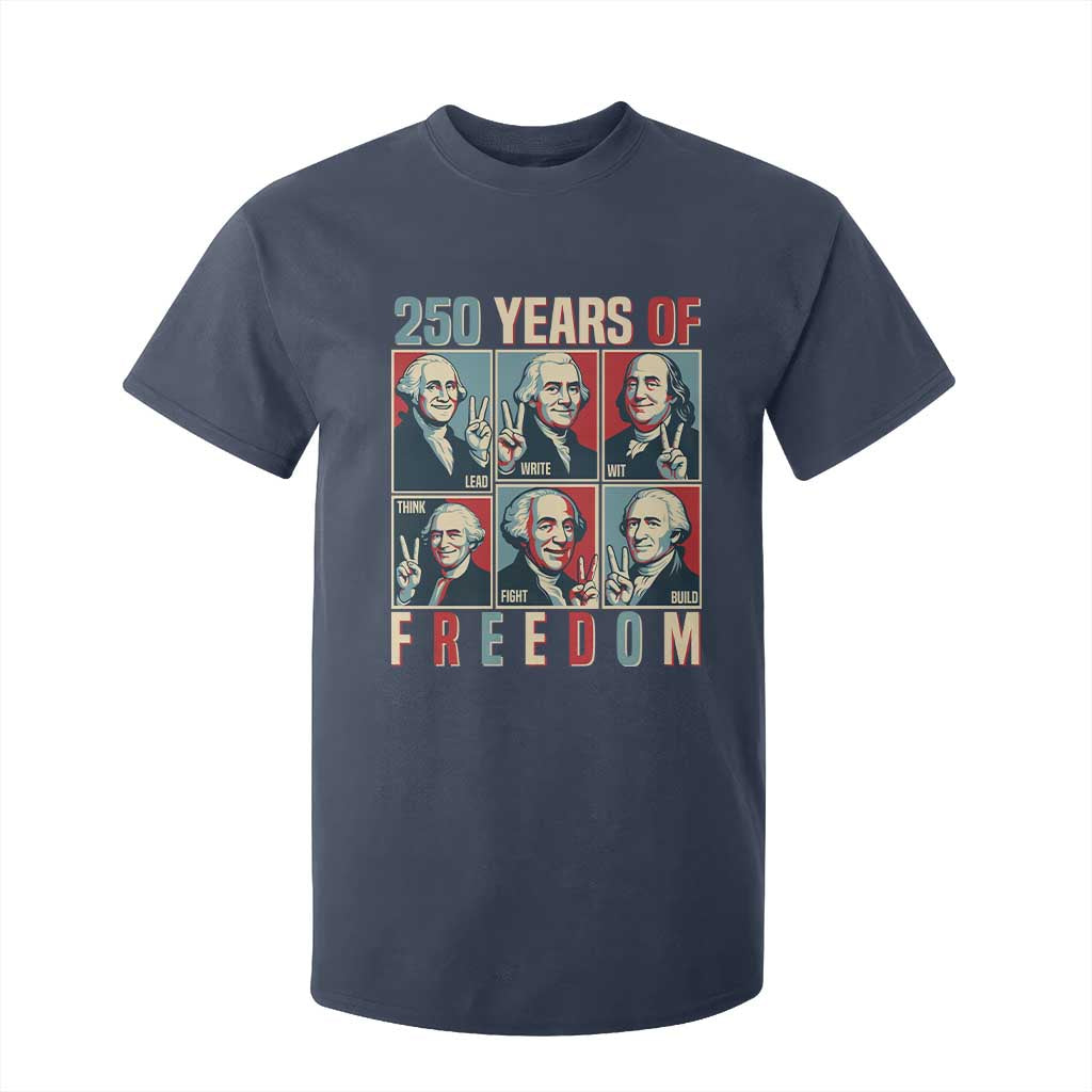Founding Fathers 250 Years of Freedom T Shirt For Kid Patriotic Pop Art Style Semiquincentennial 2026 TS02 Navy Print Your Wear