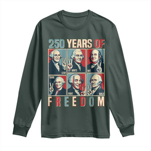 Founding Fathers 250 Years of Freedom Long Sleeve Shirt Patriotic Pop Art Style Semiquincentennial 2026 TS02 Dark Forest Green Print Your Wear
