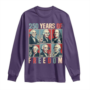 Founding Fathers 250 Years of Freedom Long Sleeve Shirt Patriotic Pop Art Style Semiquincentennial 2026 TS02 Purple Print Your Wear