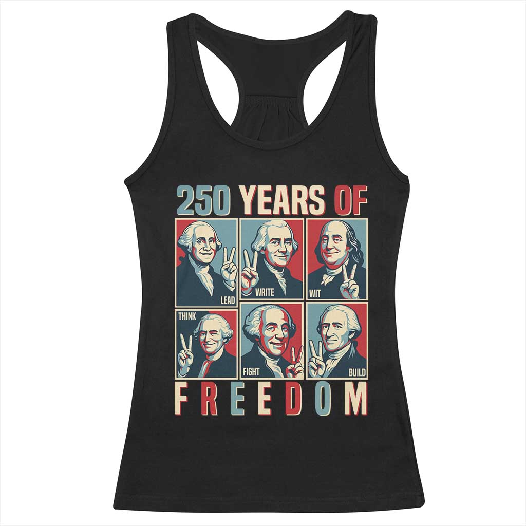 Founding Fathers 250 Years of Freedom Racerback Tank Top Patriotic Pop Art Style Semiquincentennial 2026 TS02 Black Print Your Wear