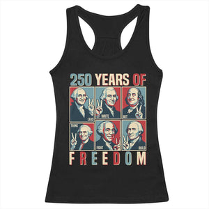 Founding Fathers 250 Years of Freedom Racerback Tank Top Patriotic Pop Art Style Semiquincentennial 2026 TS02 Black Print Your Wear
