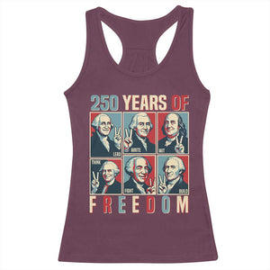 Founding Fathers 250 Years of Freedom Racerback Tank Top Patriotic Pop Art Style Semiquincentennial 2026 TS02 Maroon Print Your Wear