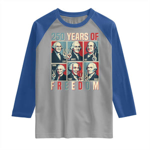 Founding Fathers 250 Years of Freedom Raglan Shirt Patriotic Pop Art Style Semiquincentennial 2026 TS02 Sport Gray Royal Print Your Wear