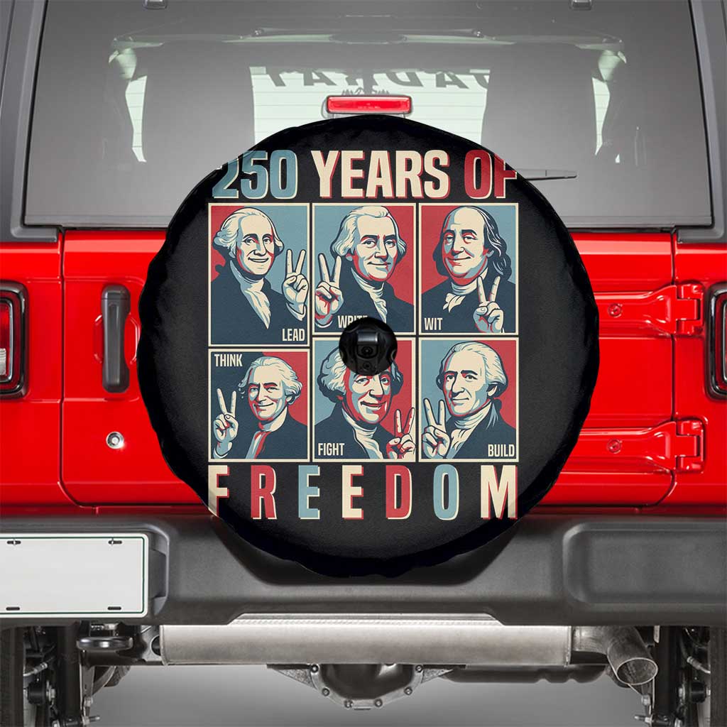 Founding Fathers 250 Years of Freedom Spare Tire Cover Patriotic Pop Art Style Semiquincentennial 2026 TS02 Black Print Your Wear
