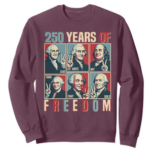 Founding Fathers 250 Years of Freedom Sweatshirt Patriotic Pop Art Style Semiquincentennial 2026 TS02 Maroon Print Your Wear