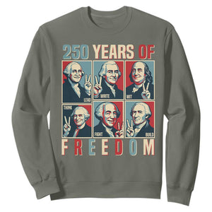 Founding Fathers 250 Years of Freedom Sweatshirt Patriotic Pop Art Style Semiquincentennial 2026 TS02 Military Green Print Your Wear