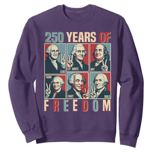 Founding Fathers 250 Years of Freedom Sweatshirt Patriotic Pop Art Style Semiquincentennial 2026 TS02 Purple Print Your Wear