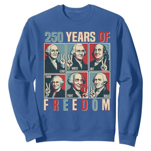 Founding Fathers 250 Years of Freedom Sweatshirt Patriotic Pop Art Style Semiquincentennial 2026 TS02 Royal Blue Print Your Wear