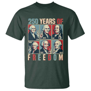 Founding Fathers 250 Years of Freedom T Shirt Patriotic Pop Art Style Semiquincentennial 2026 TS02 Dark Forest Green Print Your Wear