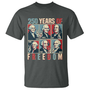 Founding Fathers 250 Years of Freedom T Shirt Patriotic Pop Art Style Semiquincentennial 2026 TS02 Dark Heather Print Your Wear