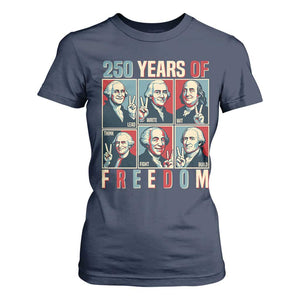 Founding Fathers 250 Years of Freedom T Shirt For Women Patriotic Pop Art Style Semiquincentennial 2026 TS02 Navy Print Your Wear