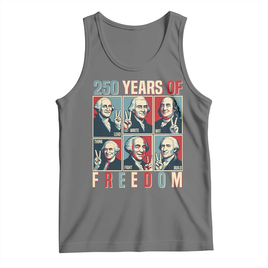 Founding Fathers 250 Years of Freedom Tank Top Patriotic Pop Art Style Semiquincentennial 2026 TS02 Black Heather Print Your Wear