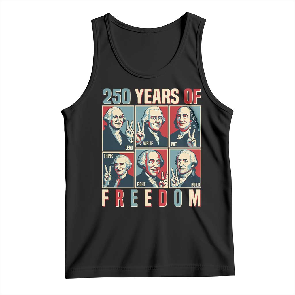 Founding Fathers 250 Years of Freedom Tank Top Patriotic Pop Art Style Semiquincentennial 2026 TS02 Black Print Your Wear
