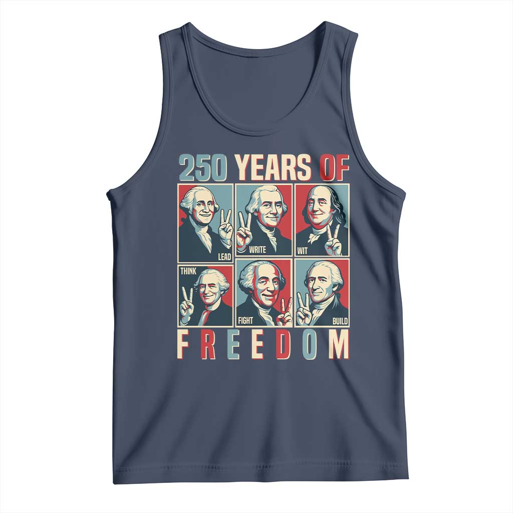 Founding Fathers 250 Years of Freedom Tank Top Patriotic Pop Art Style Semiquincentennial 2026 TS02 Navy Print Your Wear