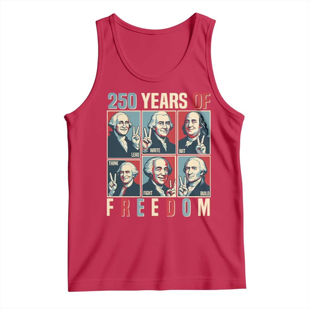 Founding Fathers 250 Years of Freedom Tank Top Patriotic Pop Art Style Semiquincentennial 2026 TS02 Red Print Your Wear