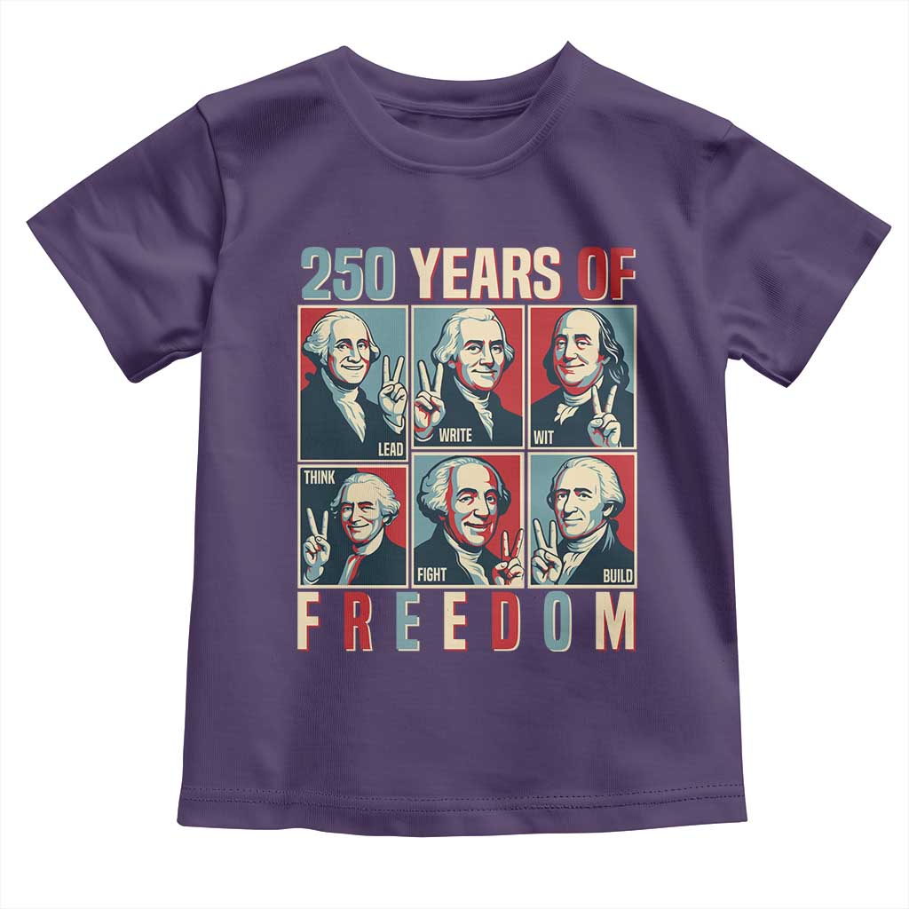 Founding Fathers 250 Years of Freedom Toddler T Shirt Patriotic Pop Art Style Semiquincentennial 2026 TS02 Purple Print Your Wear