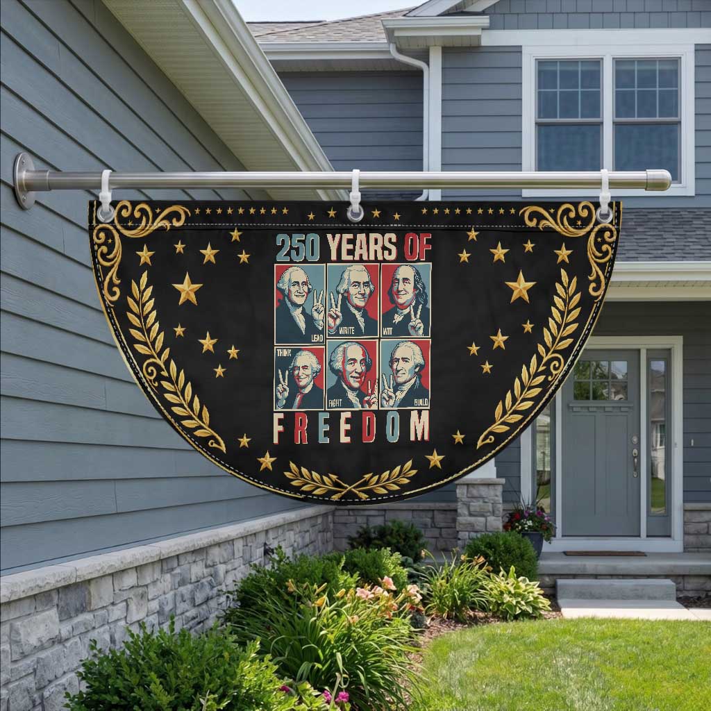Founding Fathers 250 Years of Freedom Patriotic Fan Flag Pop Art Style Semiquincentennial 2026