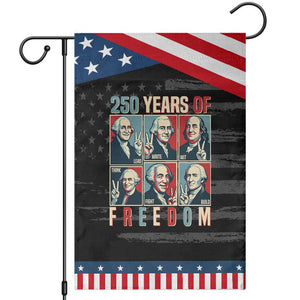 Founding Fathers 250 Years of Freedom Garden Flag Patriotic Pop Art Style Semiquincentennial 2026 TS02 Distressed Black Blue Print Your Wear