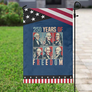 Founding Fathers 250 Years of Freedom Garden Flag Patriotic Pop Art Style Semiquincentennial 2026 TS02 Classic Blue Black Print Your Wear