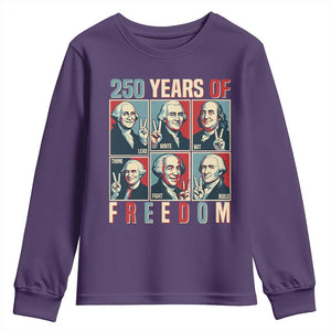 Founding Fathers 250 Years of Freedom Youth Sweatshirt Patriotic Pop Art Style Semiquincentennial 2026 TS02 Purple Print Your Wear