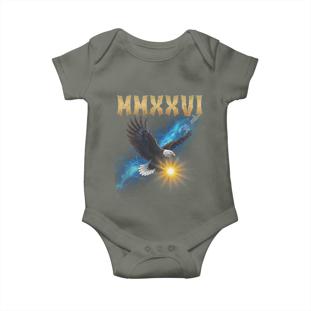 MMXXVI 2026 Eagle Baby Onesie Epic Patriotic Capitol Flag USA 250th Anniversary TS02 Military Green Print Your Wear