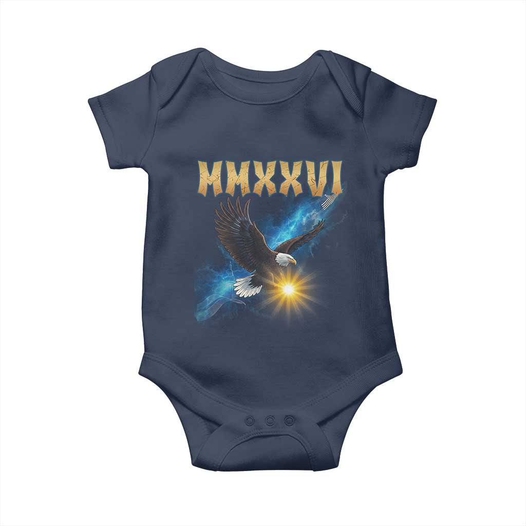 MMXXVI 2026 Eagle Baby Onesie Epic Patriotic Capitol Flag USA 250th Anniversary TS02 Navy Print Your Wear