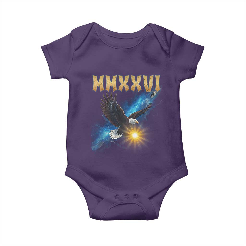 MMXXVI 2026 Eagle Baby Onesie Epic Patriotic Capitol Flag USA 250th Anniversary TS02 Purple Print Your Wear