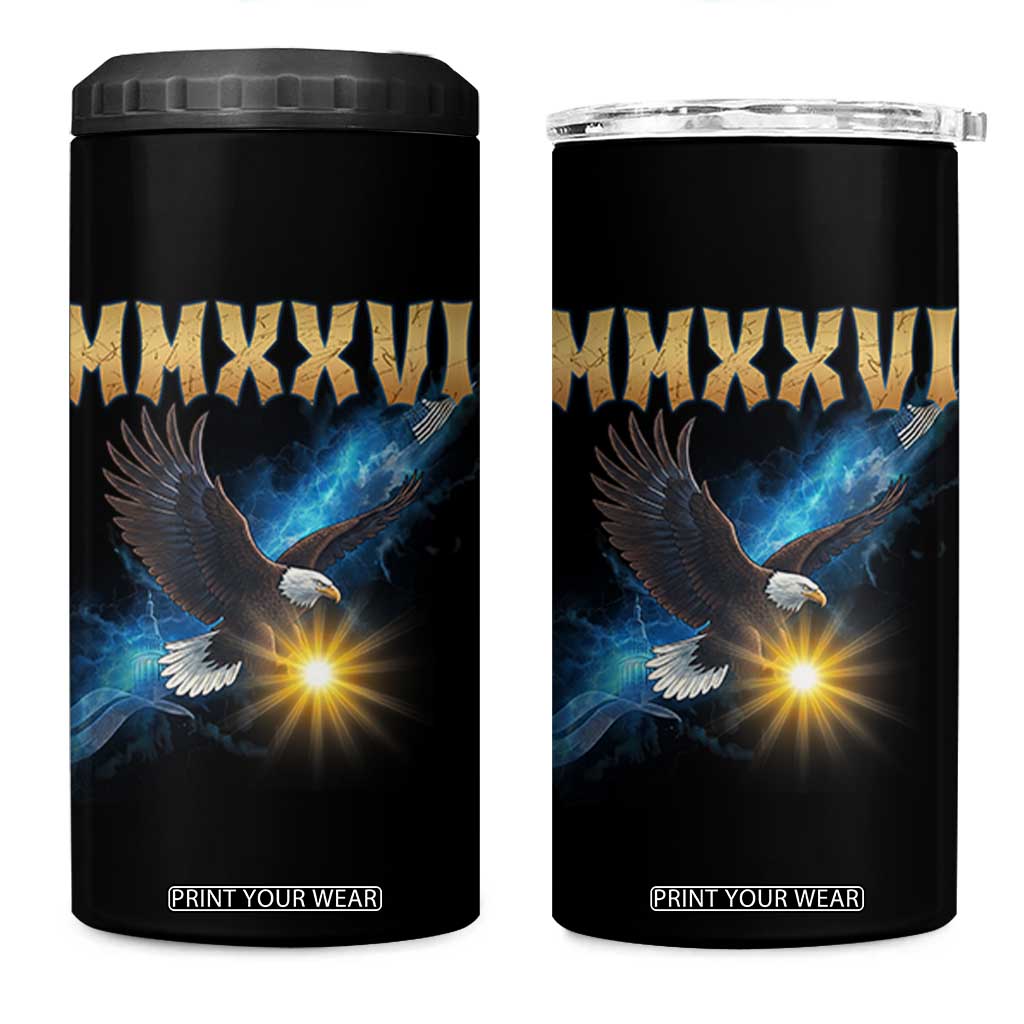 MMXXVI 2026 Eagle 4 in 1 Can Cooler Tumbler Epic Patriotic Capitol Flag USA 250th Anniversary TS02 One Size: 16 oz Black Print Your Wear